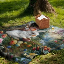 Easter Day Bunny Rabbit Pattern Throws Blanket Flannel Throw Blankets Warm All Seasons Gifts Big Blanket