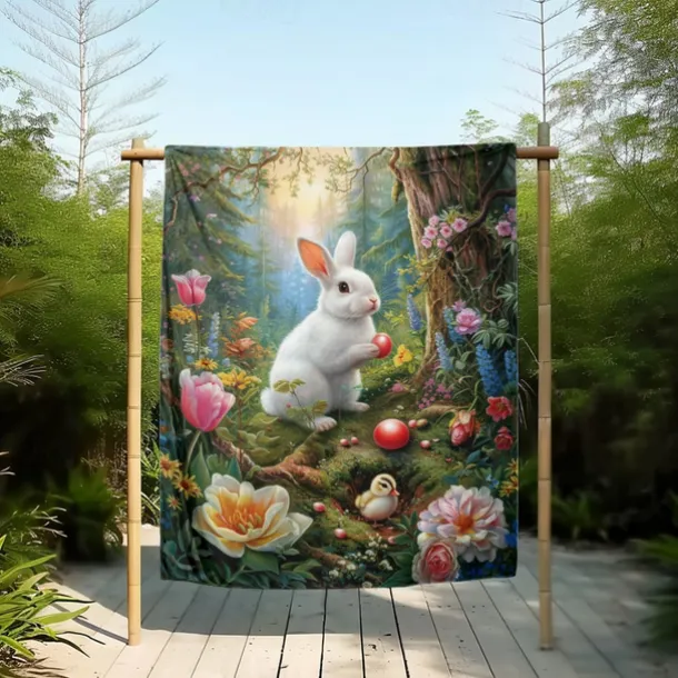 Easter Day Bunny Rabbit Pattern Throws Blanket Flannel Throw Blankets Warm All Seasons Gifts Big Blanket
