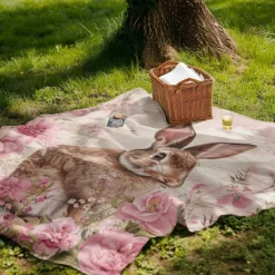 Easter Day Bunny Rabbit Pattern Throws Blanket Flannel Throw Blankets Warm All Seasons Gifts Big Blanket