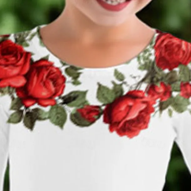 Easter Girls' 3D Floral Graphic Butterfly Dress Long Sleeve 3D Print Summer Fall Vacation Sports & Outdoor Daily Cute Casual Beautiful Kids 3-12 Years Casual Dress A Line Dress Above Knee Regular Fit