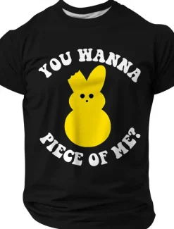 Easter Men's Rabbit Funny T Shirt Polyester Short Sleeve Graphic Shirt Black Green Comfortable Tee Party Street Fashion Designer Clothing