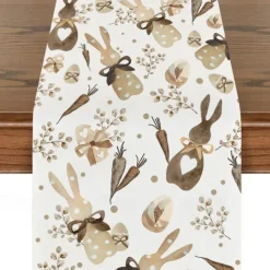 Easter Pattern Table Runner Holiday Table Runner Seasonal Farmhouse Burlap Table Cloth for Wedding Anniversary Home Kitchen Dinner Table Party Decor