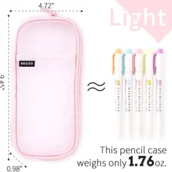 EASTHILL Grid Mesh Pen Pencil Case with Zipper Clear Makeup Color Pouch Cosmetics Bag Multi-Purpose Travel School Teen Girls Transparent Stationary Bag Office Organizer Box for Adluts(Pink)