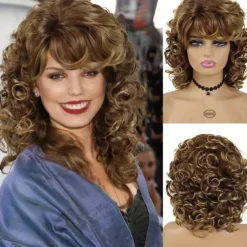 Easy-Style Heatproof Synthetic Wig - Bob with Bangs Lush Curls Perfect for Daily Wear & Special Occasions Natural Look Halloween Wigs