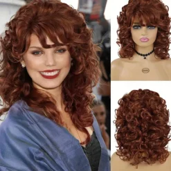 Easy-Style Heatproof Synthetic Wig - Bob with Bangs Lush Curls Perfect for Daily Wear & Special Occasions Natural Look Halloween Wigs