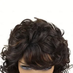 Easy-Style Heatproof Synthetic Wig - Bob with Bangs Lush Curls Perfect for Daily Wear & Special Occasions Natural Look Halloween Wigs