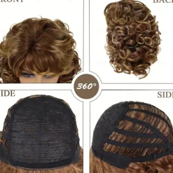 Easy-Style Heatproof Synthetic Wig - Bob with Bangs Lush Curls Perfect for Daily Wear & Special Occasions Natural Look Halloween Wigs