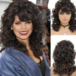 Easy-Style Heatproof Synthetic Wig - Bob with Bangs Lush Curls Perfect for Daily Wear & Special Occasions Natural Look Halloween Wigs