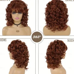 Easy-Style Heatproof Synthetic Wig - Bob with Bangs Lush Curls Perfect for Daily Wear & Special Occasions Natural Look Halloween Wigs