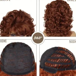 Easy-Style Heatproof Synthetic Wig - Bob with Bangs Lush Curls Perfect for Daily Wear & Special Occasions Natural Look Halloween Wigs