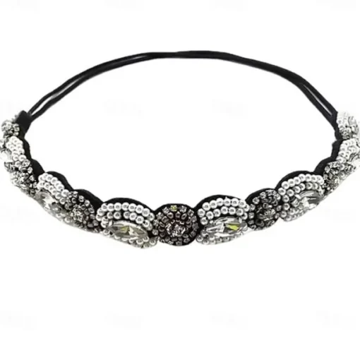 Elastic Beaded Headbands Beads Crystal Rhinestone for Women amp Girls