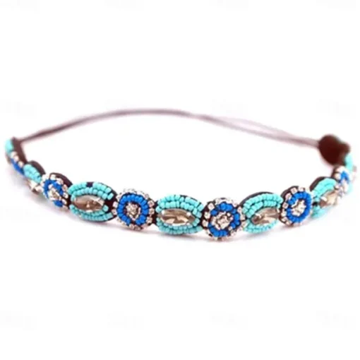Elastic Beaded Headbands Beads Crystal Rhinestone for Women amp Girls