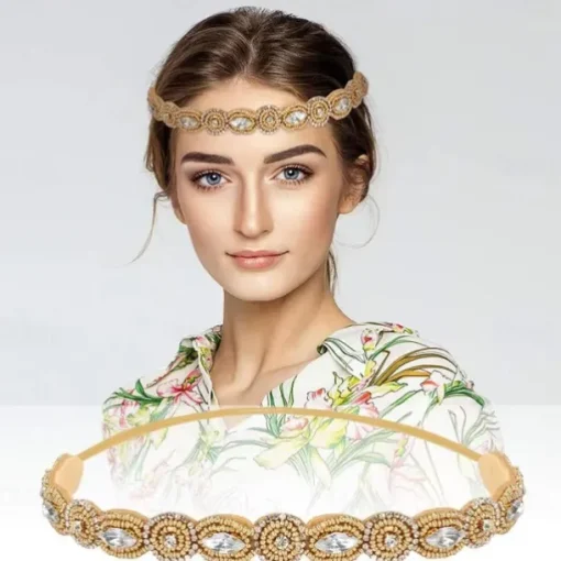 Elastic Beaded Headbands Beads Crystal Rhinestone for Women amp Girls