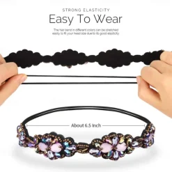 Elastic Beaded Headbands Beads Crystal Rhinestone for Women amp Girls