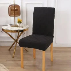 Elastic Dining Chair Cover Stretch Removable Washable Short Jacquard High Back Dining Chair Cover Protector Seat Slipcover