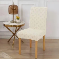 Elastic Dining Chair Cover Stretch Removable Washable Short Jacquard High Back Dining Chair Cover Protector Seat Slipcover