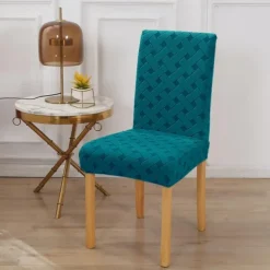 Elastic Dining Chair Cover Stretch Removable Washable Short Jacquard High Back Dining Chair Cover Protector Seat Slipcover