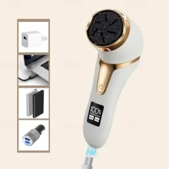 Electric Callus Remover For Feet With Dander Vacuum Cleaner Rechargeable Foot Callus Remover Pedicure Tools Foot File Professional Foot Care Kit Dead Skin Remover With 3 Heads & 2 Speed LCD Display