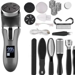 Electric Callus Remover For Feet With Dander Vacuum Cleaner Rechargeable Foot Callus Remover Pedicure Tools Foot File Professional Foot Care Kit Dead Skin Remover With 3 Heads & 2 Speed LCD Display