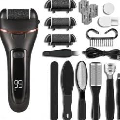 Electric Callus Removers for Feet Rechargeable Foot File Pedicure Kits Waterproof 2 Speed Foot Scrubber Professional Foot Care Tools for Dead Skin Cracked Heels with 3 Roller Heads