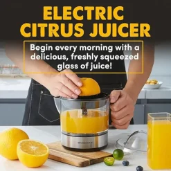 Electric Citrus Juicer Compact Large Volume Pulp Control Oranges Lemons Limes Grapefruits with Easy Pour Spout
