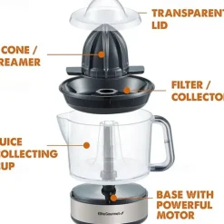 Electric Citrus Juicer Compact Large Volume Pulp Control Oranges Lemons Limes Grapefruits with Easy Pour Spout