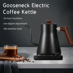 Electric Gooseneck Kettle Fast Water Boiler Stainless Steel Inner Temperature Control LCD Display Auto Shut Off 0.9L Pour Over Coffee and Tea Kettle