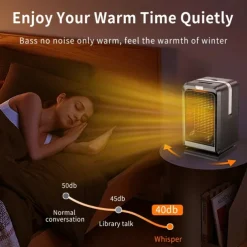 Electric Heater for Home Indoor 1000W Winter Space Heater PTC Ceramic Heating Fan 4 Modes 8H Timer Remote Control
