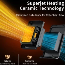 Electric Heater for Home Indoor 1000W Winter Space Heater PTC Ceramic Heating Fan 4 Modes 8H Timer Remote Control