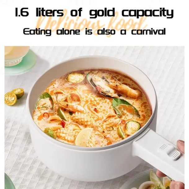 Electric Hot Pot Electric Cooking Pot Handle Auto Cut Off Portable Travel Cooker Portable Steamer