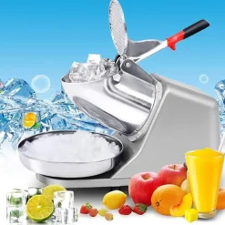 Electric Ice Crusher Crushed Ice Machine Snow Cone Maker with Stainless Steel Bowl Ice Shaver for Ice Cream, Cocktails, Cold Juice and Smoothies