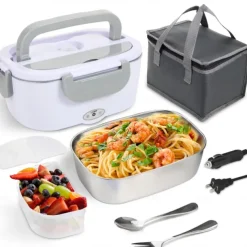 Electric Lunch Box Food Heater 80W Heated Lunch Box Portable Food Warmer Lunch Box with Removable 304 Stainless Steel Container