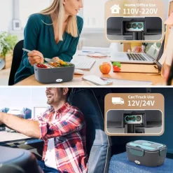 Electric Lunch Box Portable Fast Heating Lunch Box 1.5L Stainless Steel Container Adult Food Warmer Suitable for Cars
