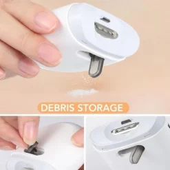 Electric Nail Clippers Automatic Nail Clipper with Light 2 In 1 Fingernail Cutter and File with Nail Scraps Storage USB Rechargeable Safety Fingernail Trimmer for Adults and Baby Nail Care