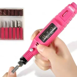 Electric Nail Drill Manicure & Pedicure Care Set Mini Nail Kit 6pcs Fuchsia Electric Nail Drill Kit with Accessories for Manicure & Pedicure Nail Art Pen