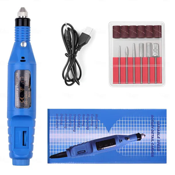 Electric Nail Drill Manicure & Pedicure Care Set Mini Nail Kit 6pcs Fuchsia Electric Nail Drill Kit with Accessories for Manicure & Pedicure Nail Art Pen