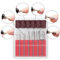 Electric Nail Drill Manicure & Pedicure Care Set Mini Nail Kit 6pcs Fuchsia Electric Nail Drill Kit with Accessories for Manicure & Pedicure Nail Art Pen