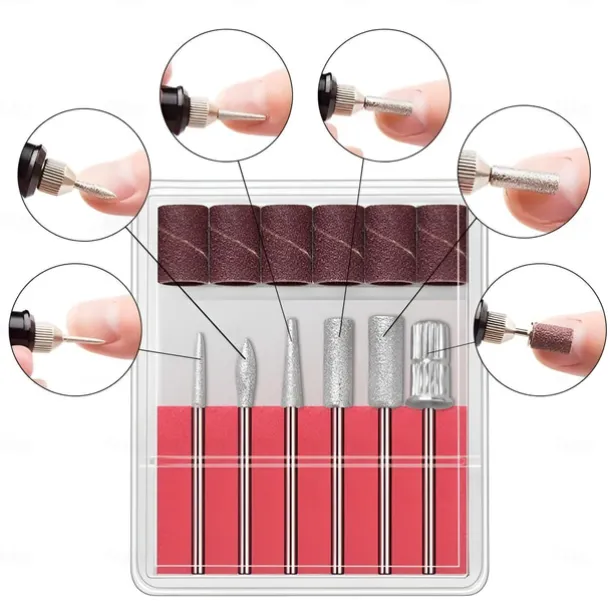 Electric Nail Drill Manicure & Pedicure Care Set Mini Nail Kit 6pcs Fuchsia Electric Nail Drill Kit with Accessories for Manicure & Pedicure Nail Art Pen