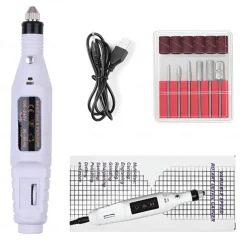 Electric Nail Drill Manicure & Pedicure Care Set Mini Nail Kit 6pcs Fuchsia Electric Nail Drill Kit with Accessories for Manicure & Pedicure Nail Art Pen