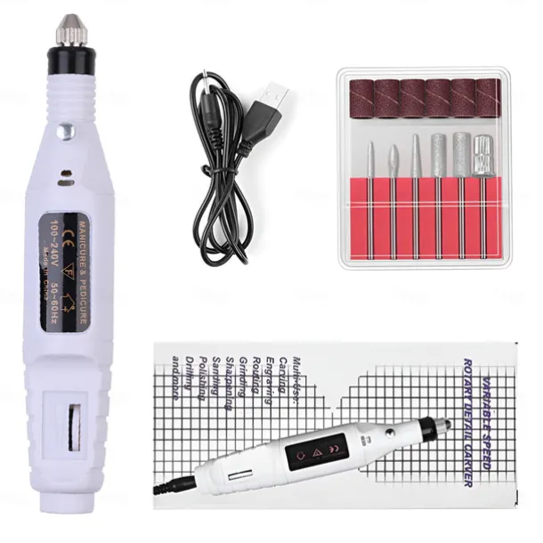 Electric Nail Drill Manicure & Pedicure Care Set Mini Nail Kit 6pcs Fuchsia Electric Nail Drill Kit with Accessories for Manicure & Pedicure Nail Art Pen