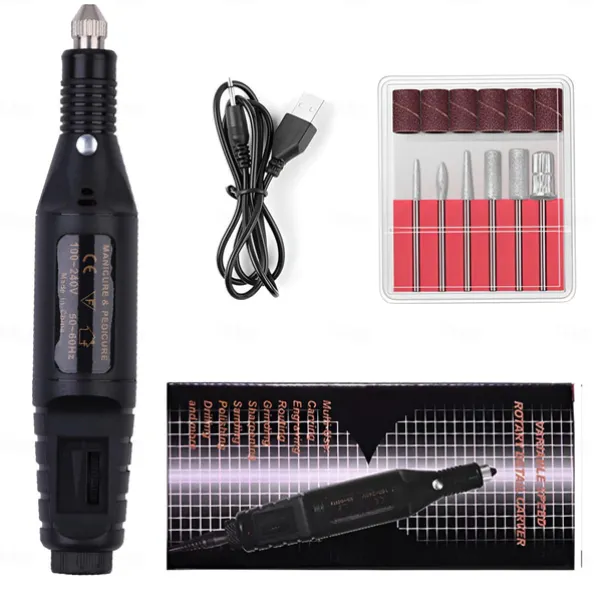 Electric Nail Drill Manicure & Pedicure Care Set Mini Nail Kit 6pcs Fuchsia Electric Nail Drill Kit with Accessories for Manicure & Pedicure Nail Art Pen