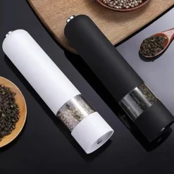 Electric Salt Pepper Grinders Stainless Steel Automatic Gravity Herb Spice Mill Automatic Pepper Grinder Battery Powered Electric Salt Grinder Adjustable Coarseness