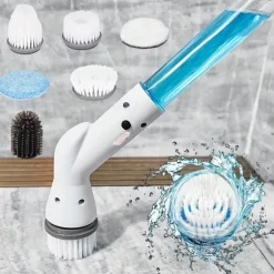 Electric Spin Scrubber With 5/6 Replaceable Brush Head Power Cordless Bathroom Scrubber With Adjustable Long Handle Rechargeable Shower Scrubber Bathroom Kitchen Bathtub Tile Shower Car Cleaning