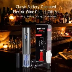 Electric Wine Bottle Opener Set with Foil Cutter Aerator and Vacuum Preserver - Effortlessly Open and Preserve Your Favorite Wines