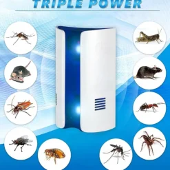 Electronic Ultrasonic Pest Repeller – Multi-Function Insect Killer for Mice, Bed Bugs, Ants, Cockroaches, US/UK Plug