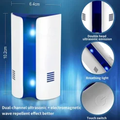 Electronic Ultrasonic Pest Repeller – Multi-Function Insect Killer for Mice, Bed Bugs, Ants, Cockroaches, US/UK Plug
