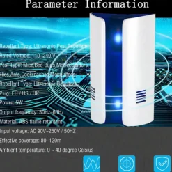 Electronic Ultrasonic Pest Repeller – Multi-Function Insect Killer for Mice, Bed Bugs, Ants, Cockroaches, US/UK Plug