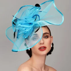 Elegant & Luxurious Feather Linen Rayon Kentucky Hat Fascinators Headpiece with Feather Floral Flower 1PC Melbourne Cup Wedding Horse Race Ladies Day Headpiece dress Race Day Dress