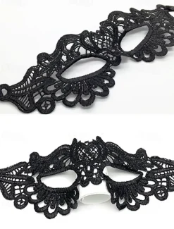 Elegant Black Lace Masquerade Mask for Women – Gothic Venetian Style Party and Halloween Costume Accessory