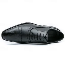 Elegant Brown Faux Leather Dress Shoes with Brogue Detailing for Professional and Business Settings